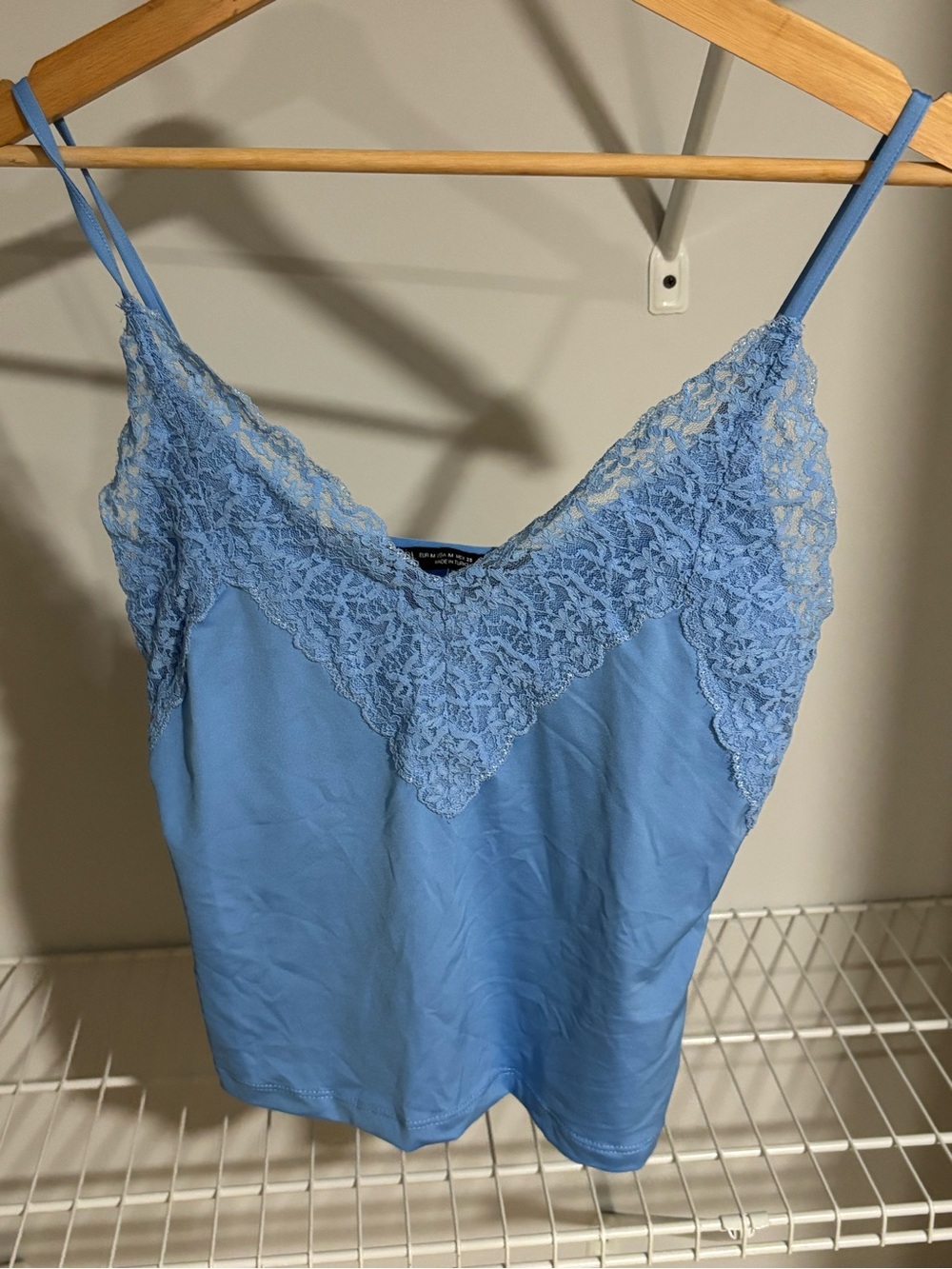 Zara Sky Blue Lace-Trim Camisole